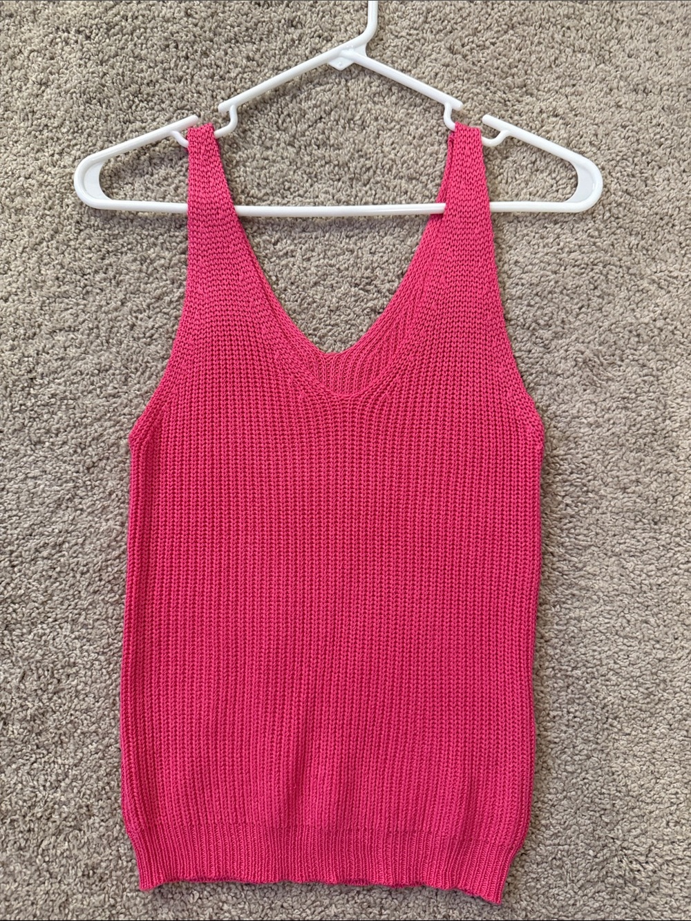 Women's Sleeveless Knit V-Neck Tank Top - Hot Pink